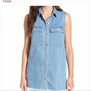Jean Biker Sleeveless Jacket